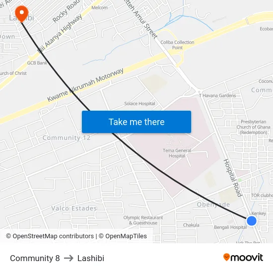 Community 8 to Lashibi map