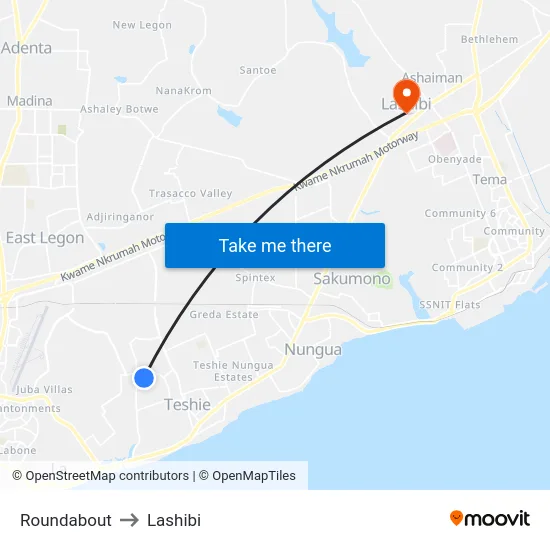 Roundabout to Lashibi map