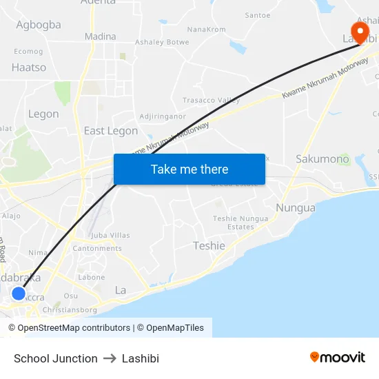 School Junction to Lashibi map