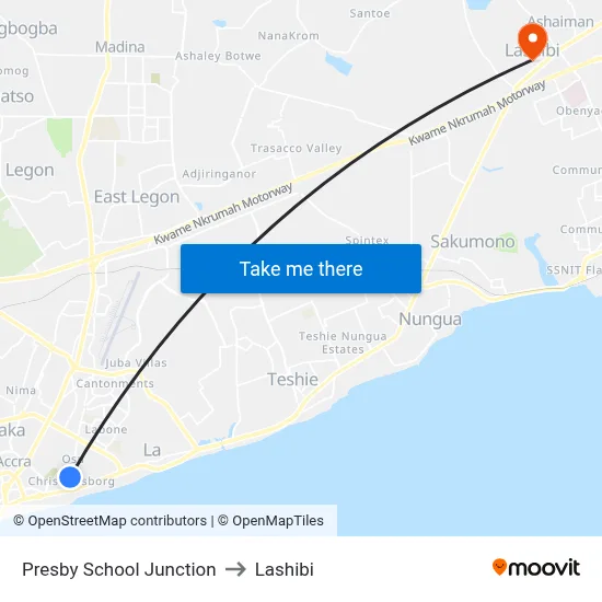 Presby School Junction to Lashibi map