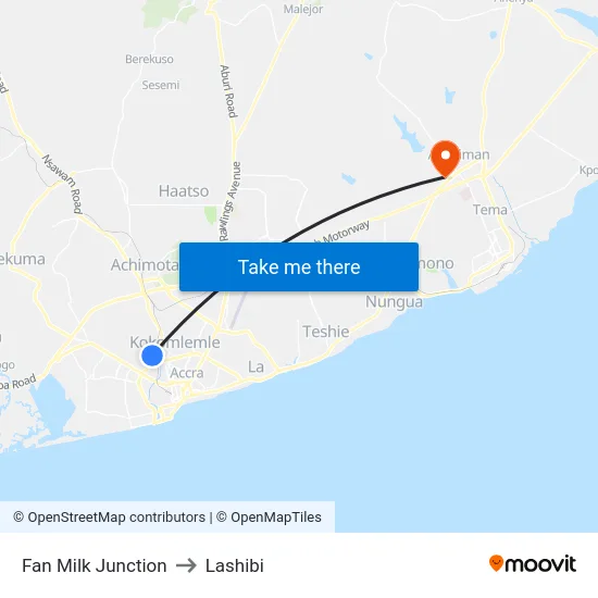 Fan Milk Junction to Lashibi map