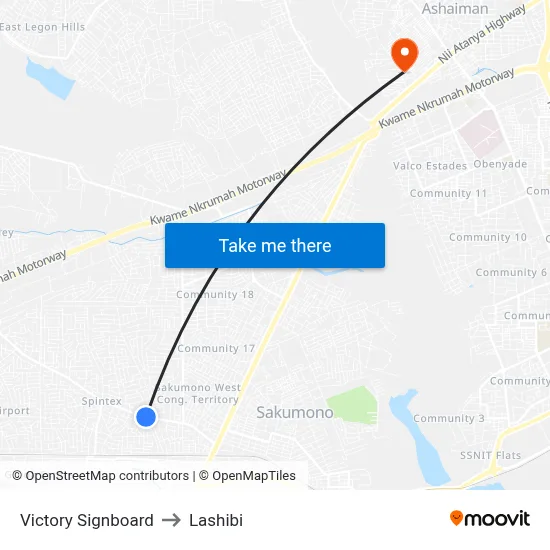 Victory Signboard to Lashibi map