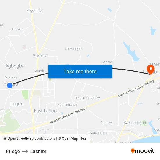 Bridge to Lashibi map