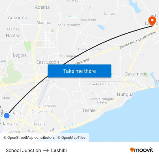 School Junction to Lashibi map