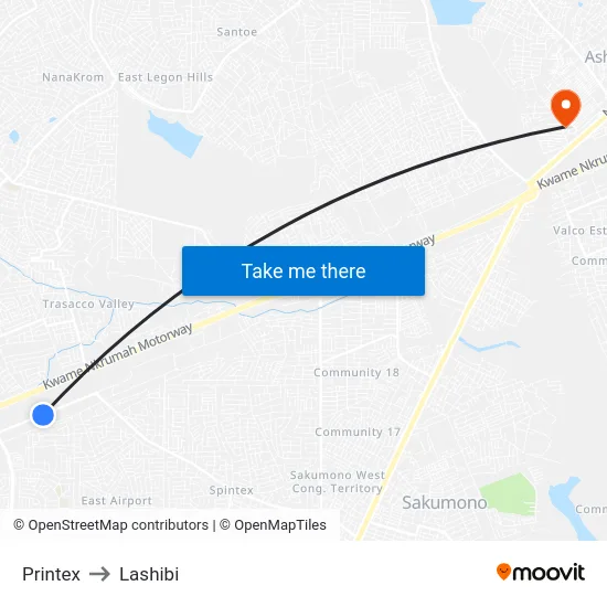 Printex to Lashibi map