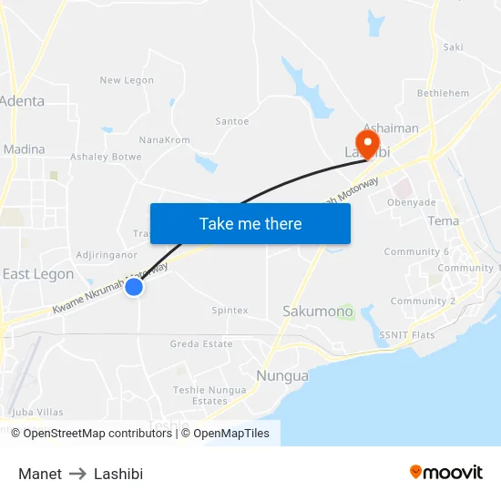 Manet to Lashibi map