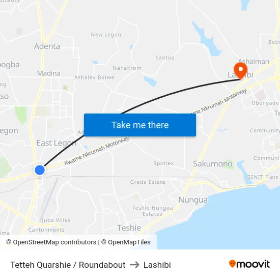 Tetteh Quarshie / Roundabout to Lashibi map