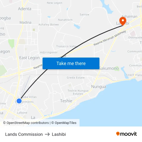 Lands Commission to Lashibi map