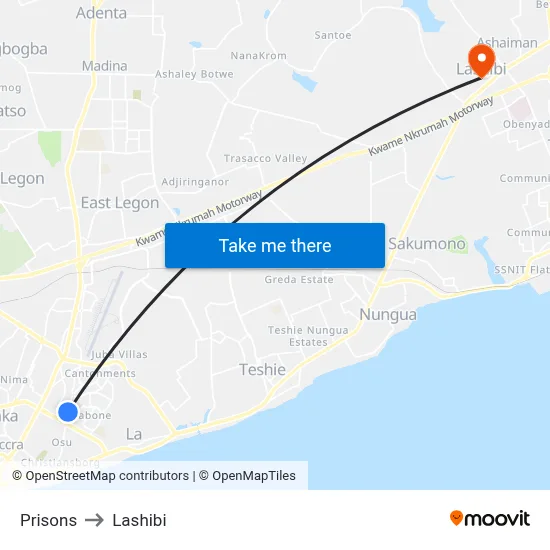 Prisons to Lashibi map