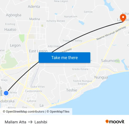Mallam Atta to Lashibi map