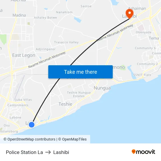 Police Station La to Lashibi map