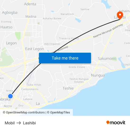 Mobil to Lashibi map