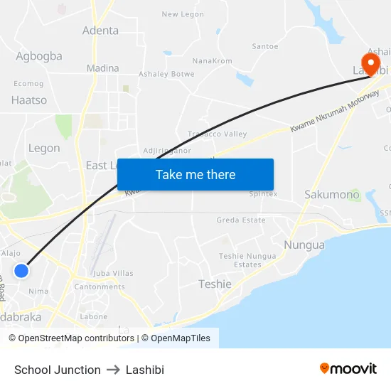 School Junction to Lashibi map