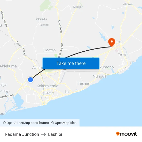 Fadama Junction to Lashibi map