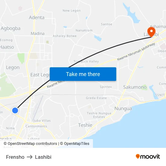 Frensho to Lashibi map