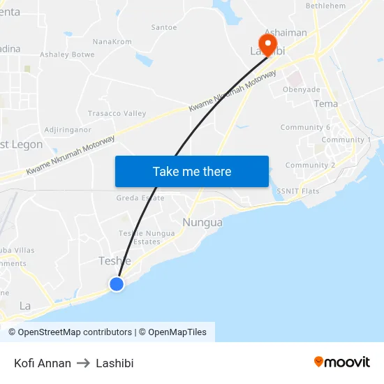 Kofi Annan to Lashibi map