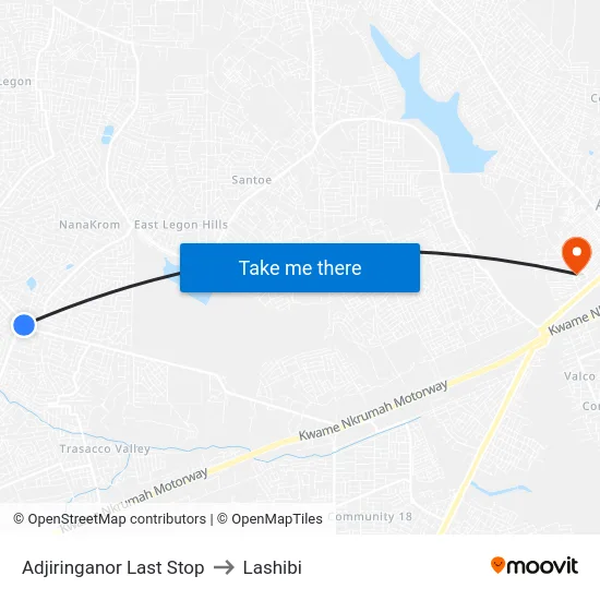 Adjiringanor Last Stop to Lashibi map