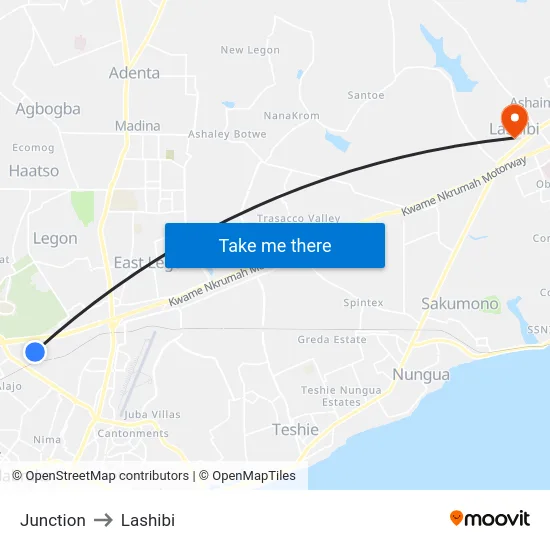 Junction to Lashibi map