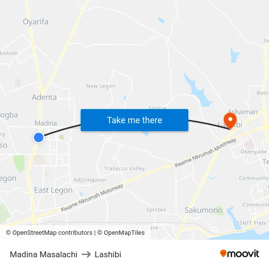 Madina Masalachi to Lashibi map