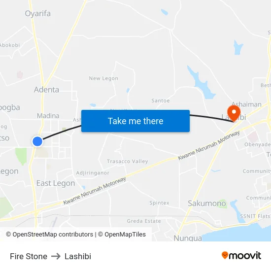 Fire Stone to Lashibi map