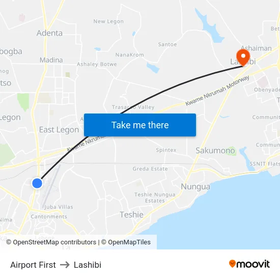 Airport First to Lashibi map