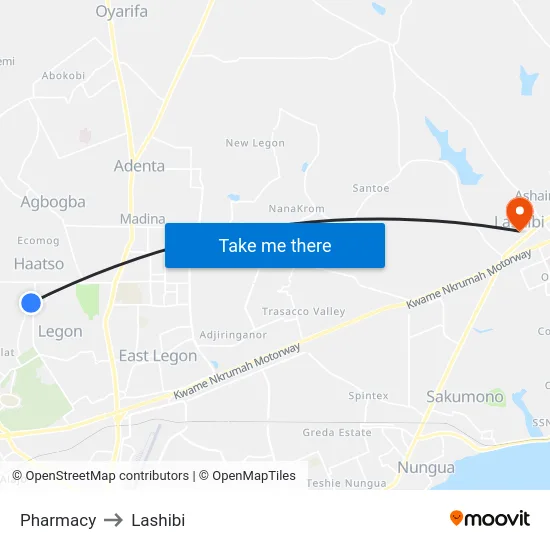 Pharmacy to Lashibi map