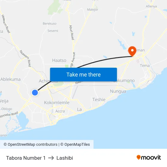 Tabora Number 1 to Lashibi map