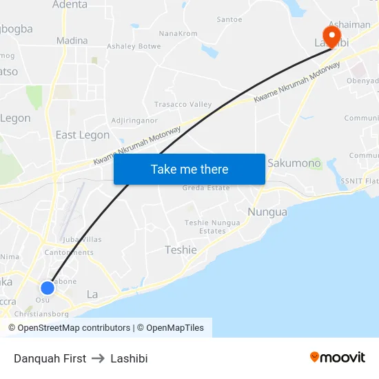 Danquah First to Lashibi map