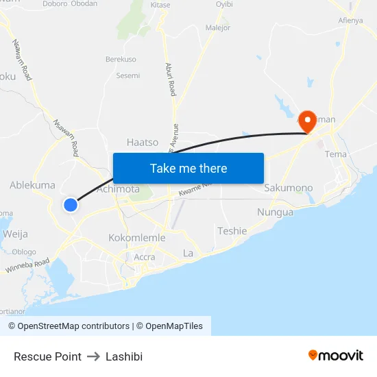 Rescue Point to Lashibi map