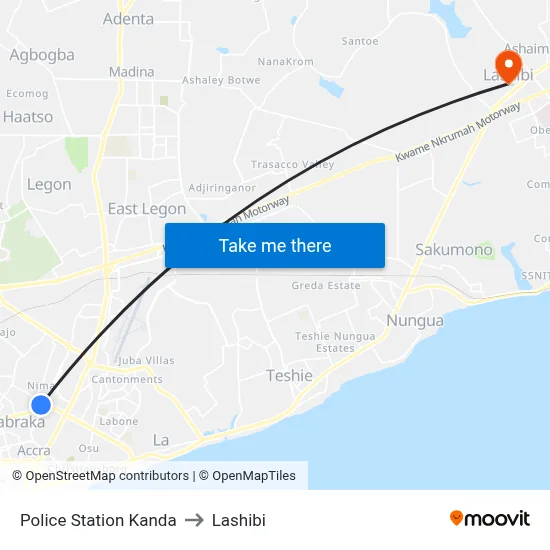 Police Station Kanda to Lashibi map