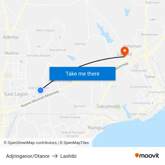 Adjringanor/Otanor to Lashibi map