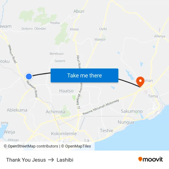 Thank You Jesus to Lashibi map