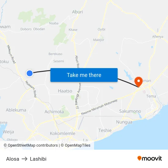 Alosa to Lashibi map