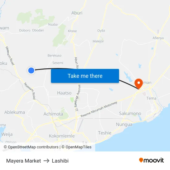 Mayera Market to Lashibi map