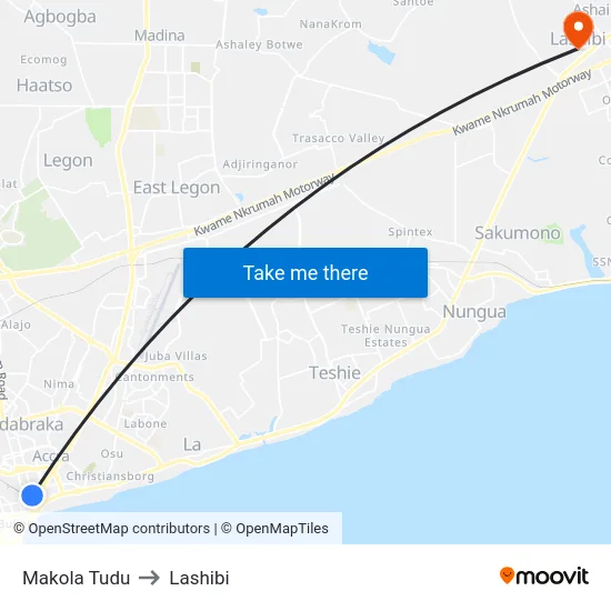 Makola Tudu to Lashibi map