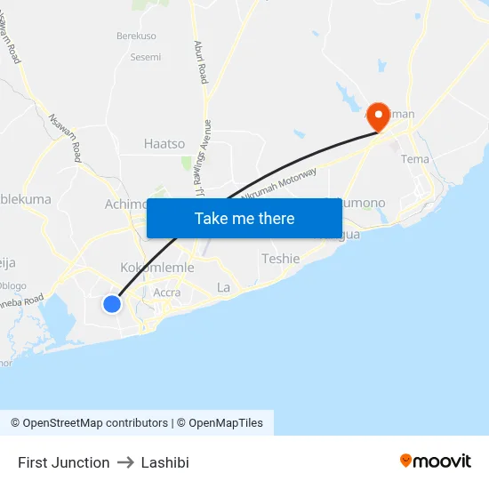 First Junction to Lashibi map