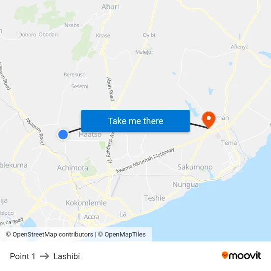Point 1 to Lashibi map