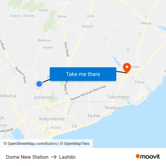 Dome New Station to Lashibi map