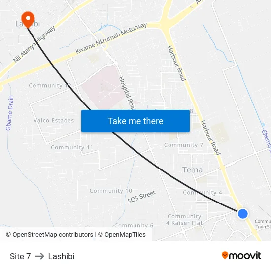 Site 7 to Lashibi map