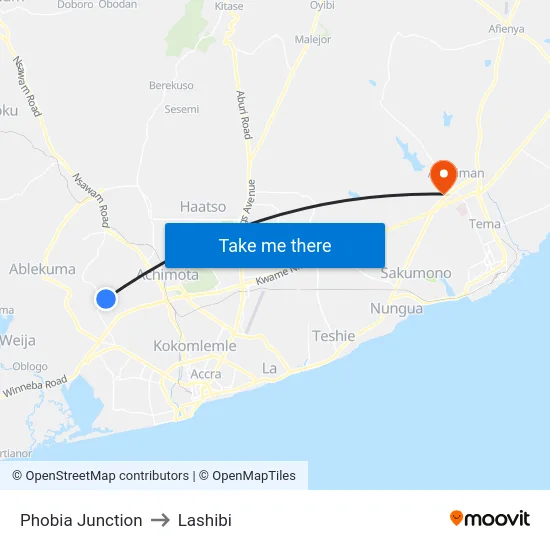 Phobia Junction to Lashibi map