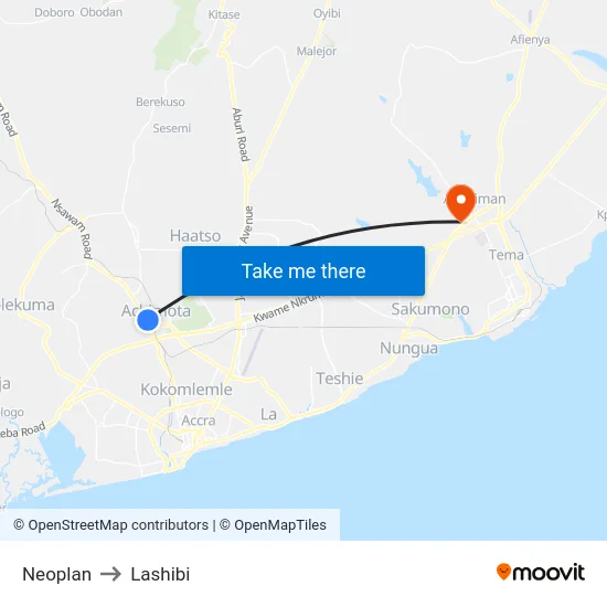 Neoplan to Lashibi map