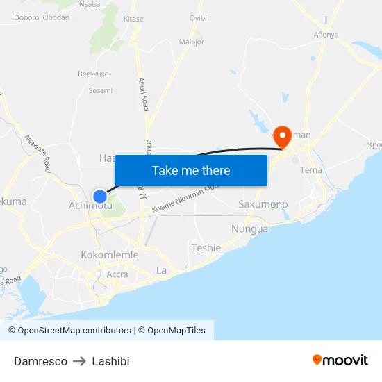 Damresco to Lashibi map