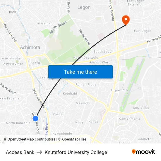 Access Bank to Knutsford University College map