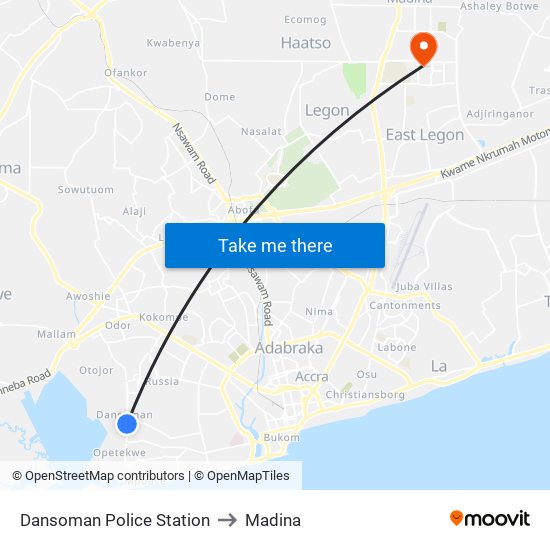 Dansoman Police Station to Madina map