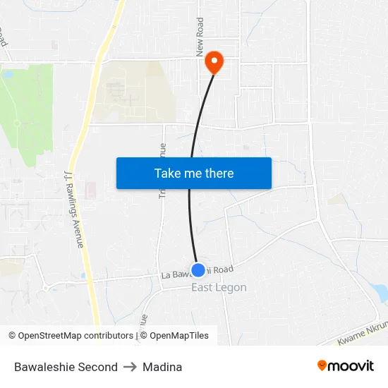 Bawaleshie Second to Madina map