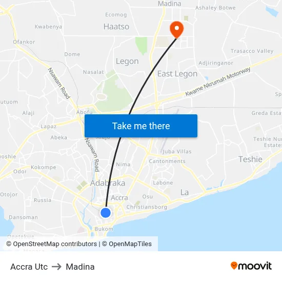 Accra Utc to Madina map