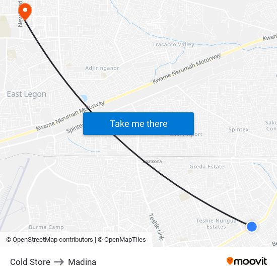 Cold Store to Madina map