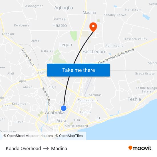 Kanda Overhead to Madina map