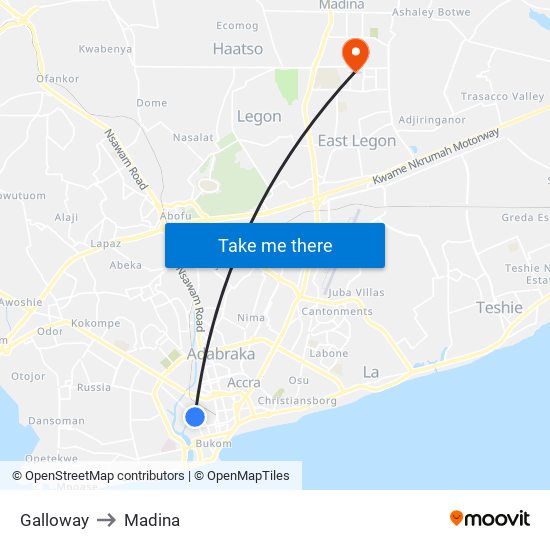 Galloway to Madina map