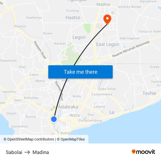 Sabolai to Madina map